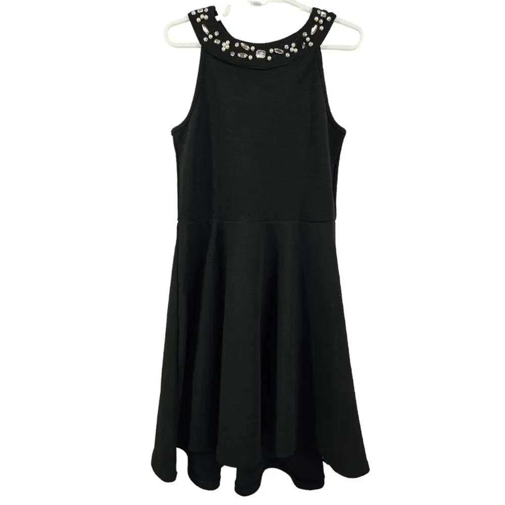 Children's Place Black Sleeveless Hi-Lo Dress With Rhinestones Girl's 7/8